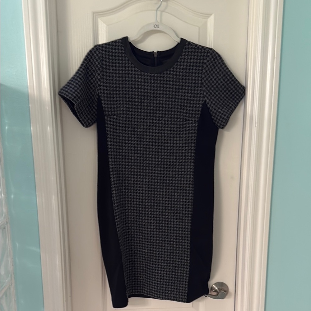 J. Crew Black Sheath 100% Wool Mini Dress Crew Neck Short Sleeve